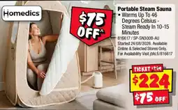 JB Hi-Fi Homedics Portable Steam Sauna offer