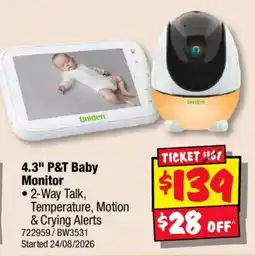 JB Hi-Fi 4.3" P&T Baby Monitor offer