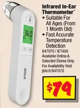 JB Hi-Fi Infrared In-Ear Thermometer oricam offer