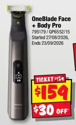 JB Hi-Fi OneBlade Face + Body Pro offer