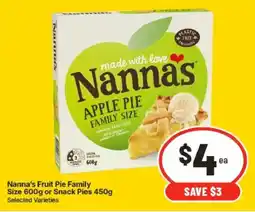 IGA Nannas Fruit Pie Family Size offer