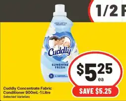 IGA Cuddly Concentrate Fabric Conditioner offer