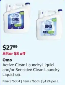 Costco Omo Active Clean Laundry Liquid offer