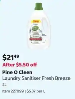 Costco Pine O Cleen Laundry Sanitiser Fresh Breeze offer