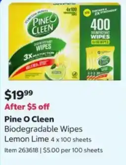 Costco Pine O Cleen Biodegradable Wipes offer