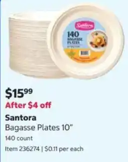 Costco Santora Bagasse Plates 10" offer