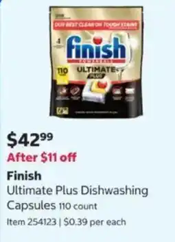 Costco Finish Ultimate Plus Dishwashing Capsules offer