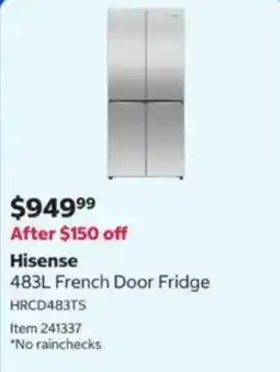 Costco Hisense 483L French Door Fridge offer