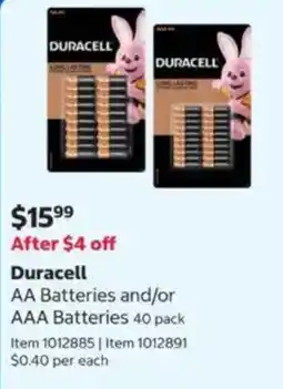 Costco Duracell AA Batteries and/or AAA Batteries offer