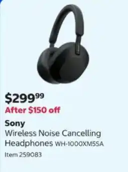 Costco Sony Wireless Noise Cancelling Headphones WH-1000XM5SA offer