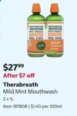 Costco Therabreath Mild Mint Mouthwash offer