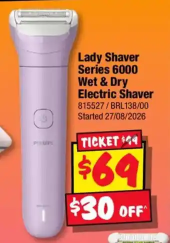 JB Hi-Fi Philips Lady Shaver Series 6000 Wet & Dry Electric Shaver offer