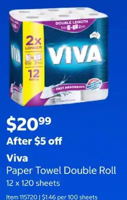 Costco Viva Paper Towel Double Roll offer