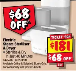 JB Hi-Fi Electric Steam Steriliser & Dryer offer