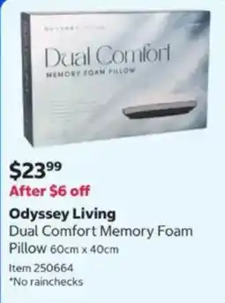 Costco Odyssey Living Dual Comfort Memory Foam Pillow offer