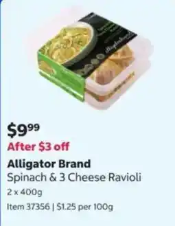 Costco Alligator Brand Spinach & 3 Cheese Ravioli offer