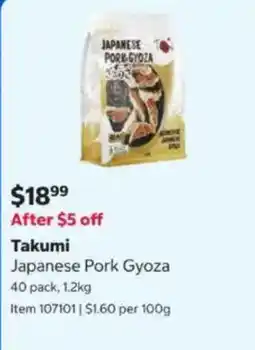 Costco Takumi Japanese Pork Gyoza offer