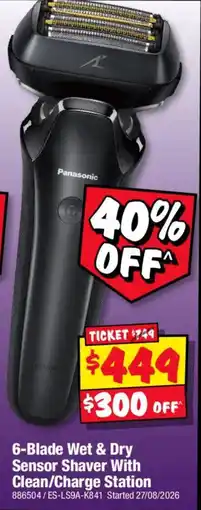 JB Hi-Fi Panasonic 6-Blade Wet & Dry Sensor Shaver With Clean/Charge Station offer