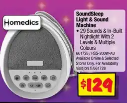 JB Hi-Fi Homedics SoundSleep Light & Sound Machine offer