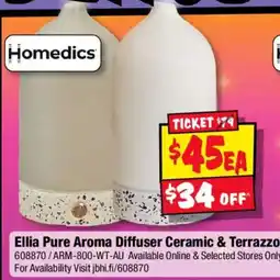 JB Hi-Fi Homedics Ellia Pure Aroma Diffuser Ceramic & Terrazzo offer