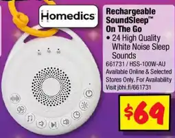 JB Hi-Fi Homedics Rechargeable SoundSleep On The Go offer