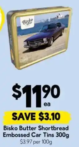 Drakes Bisko Butter Shortbread Embossed Car Tins offer