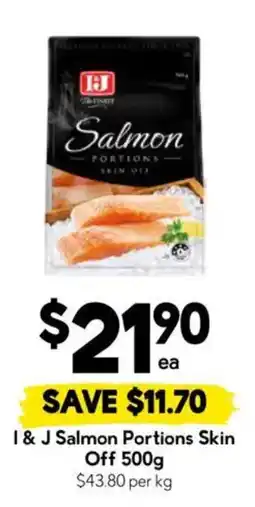 Drakes I & J Salmon Portions Skin Off offer