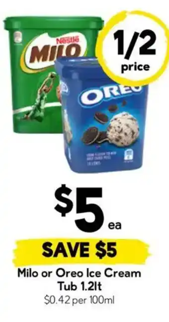 Milo or Oreo Ice Cream Tub