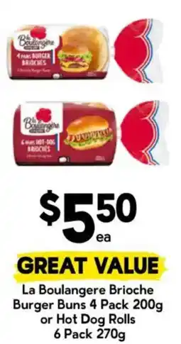 Drakes La Boulangerie Brioche Burger Buns or Hot Dog Rolls offer