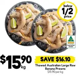 Drakes Thawed Australian Large Raw Banana Prawns offer