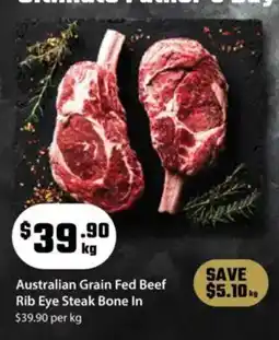 Drakes Australian Grain Fed Beef Rib Eye Steak Bone In offer