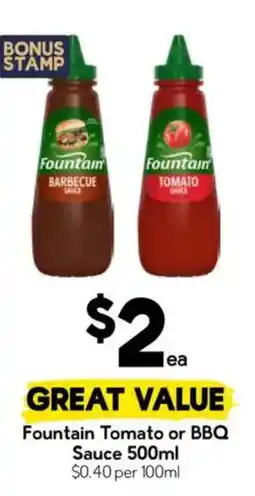 Drakes Fountain Tomato or BBQ Sauce offer