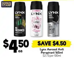 Drakes Lynx Aerosol Anti Perspirant offer