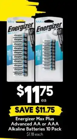 Drakes Energizer Max Plus Advanced AA or AAA Alkaline Batteries offer