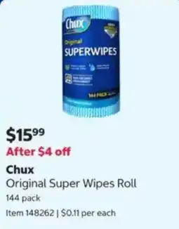 Costco Chux Original Super Wipes Roll offer