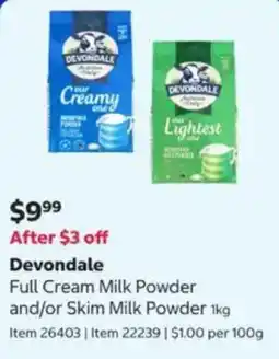 Costco Devondale Full Cream Milk Powder and/or Skim Milk Powder offer