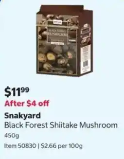 Costco Snakyard Black Forest Shiitake Mushroom offer