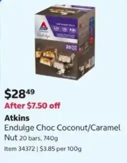Costco Atkins Endulge Choc Coconut/Caramel Nut offer