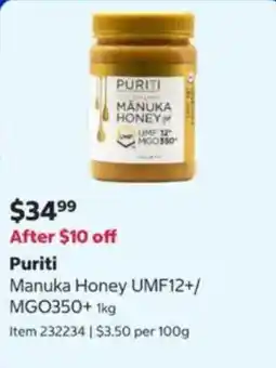 Costco Puriti Manuka Honey UMF12+ offer