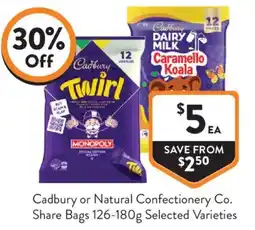 Foodworks Cadbury Share Bags Selected Varieties offer