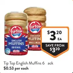 Foodworks Tip Top English Muffins offer