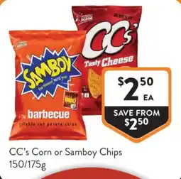 Foodworks CC's Corn or Samboy Chips offer