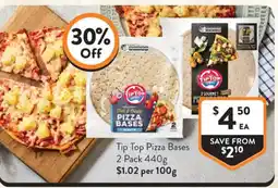 Foodworks Tip Top Pizza Bases offer