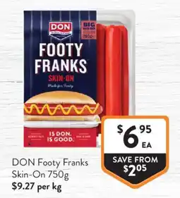 Foodworks DON Footy Franks Skin-On offer