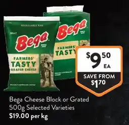Foodworks Bega Cheese Block or Grated offer