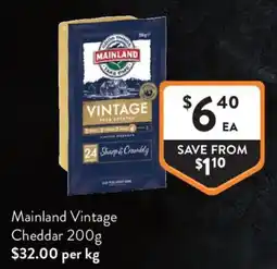 Foodworks Mainland Vintage Cheddar offer