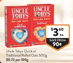 Foodworks Uncle Tobys Quick or Traditional Rolled Oats offer