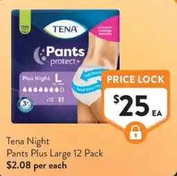 Foodworks Tena Night Pants Plus Large offer