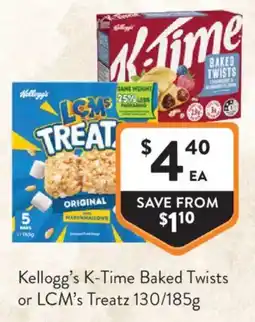 Foodworks Kellogg's K-Time Baked Twists or LCM's Treatz offer