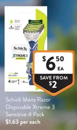 Foodworks Schick Mens Razor Disposable Xtreme 3 Sensitive offer
